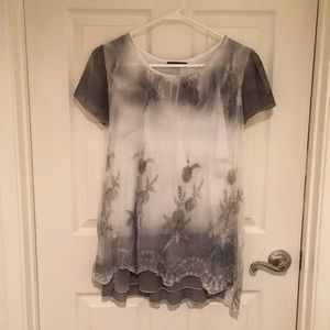 Grey and white ombré lace overlay blouse